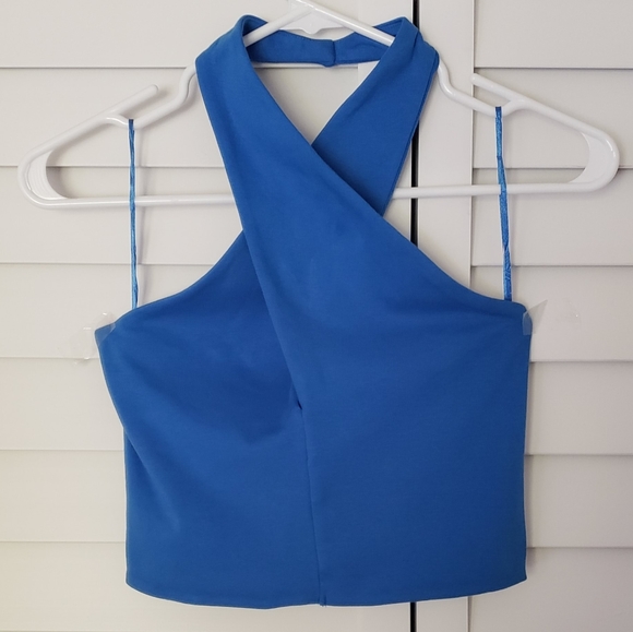 NWOT Zara Blue Torquoise Halter Top Size L - Picture 6 of 10